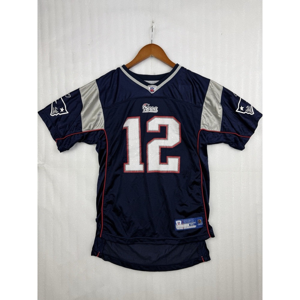 Vintage Tom Brady Reebok New England Patriots Youth XL Jersey Blue NFL Football